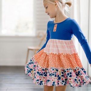 SOLD OUT Cheeky Plum Annistyn Knit Long Sleeve Dress in Tangelo Sizes 6Y and 12Y
